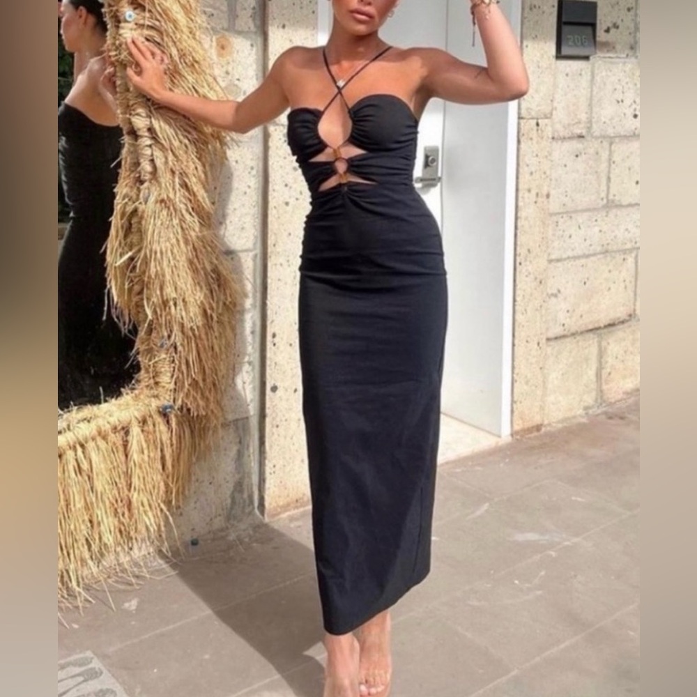 Zara Beaded Cut-out Midi Dress